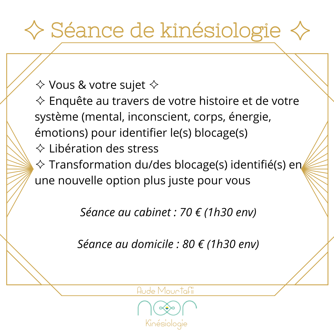 séance de kinésiologie individuelle d'1h30 - 70 €